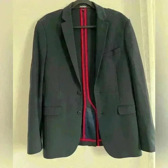Express Performance Extra Slim Stretch+ Navy Blue Luxe Comfort Soft Suit Jacket - Picture 8 of 13